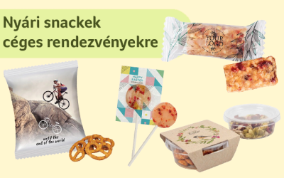 Nyári snackek céges rendezvényekre - logózható reklámédességek